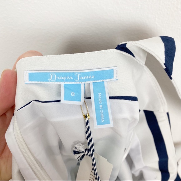 NWT Draper James A-Line Stripe Dress in Navy Stripe - Picture 12 of 13